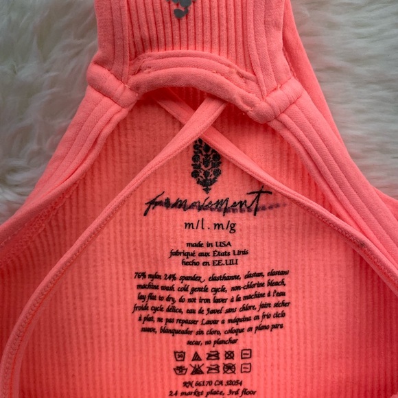 NWOT Free People Movement Happiness Runs Bra, Sports Bra Size M/L, Neon Orange - Picture 9 of 14
